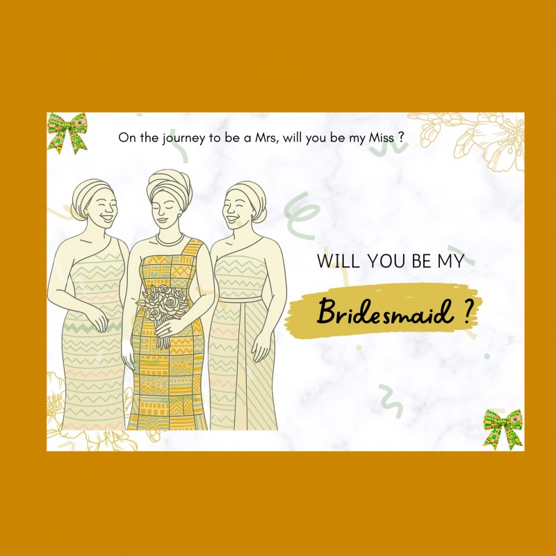 Gold kente bridesmaid invite