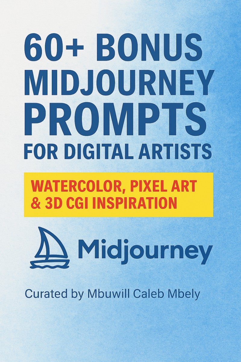 60+ BONUS MIDJOURNEY PROMPTS FOR DIGITAL ARTISTS: Watercolor, Pixel Art & 3D CGI Inspiration