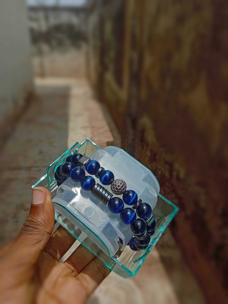 Blue Cat Eye Stone Beaded Bracelet