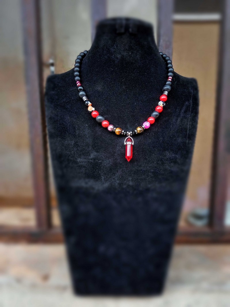 Red Chakra healing crystal stone Neckbead for men