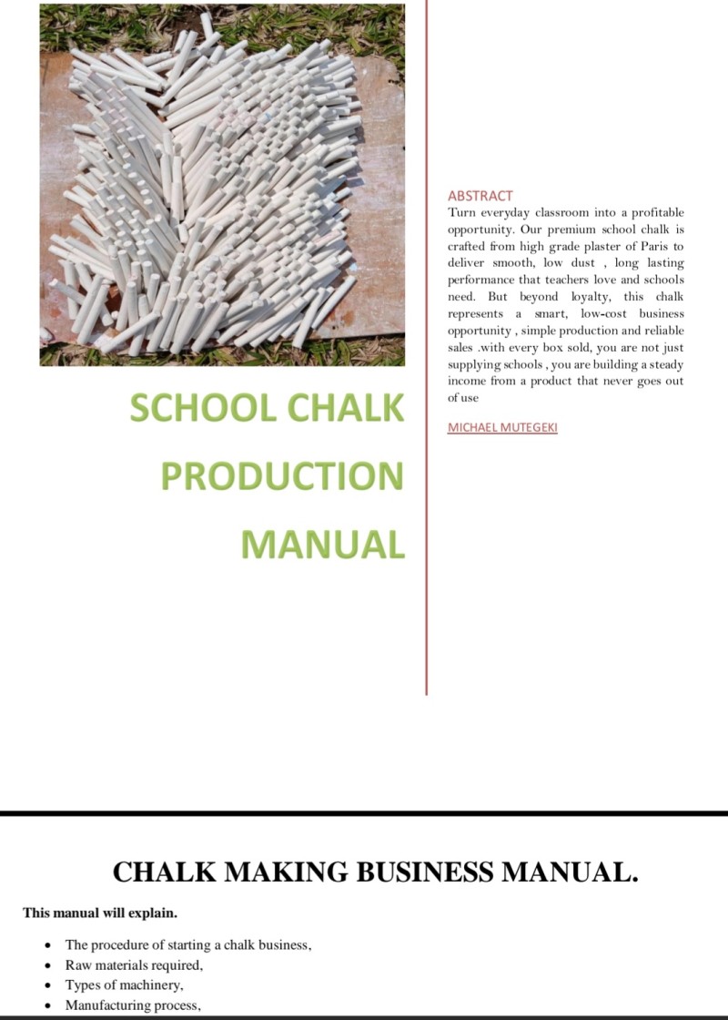 SCHOOL CHALK MAKING MANUAL GUIDE