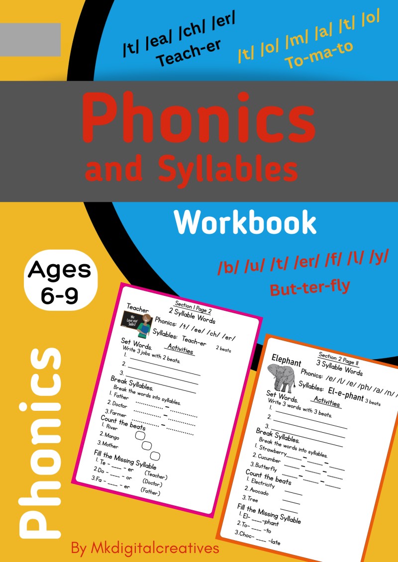 Phonics and Syllables Workbook for Primary 1–3 (Ages 6–9)