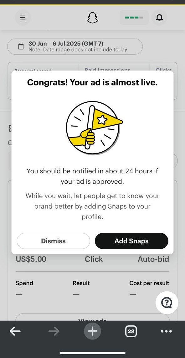 SNAPCHAT AD FIX UP (Advanced Package)