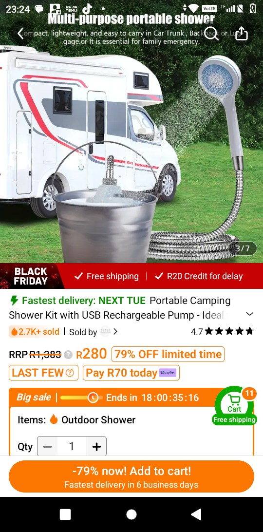 Portable camping shower