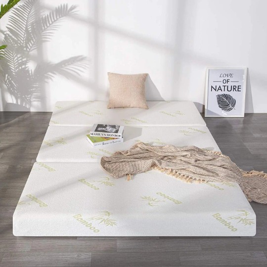 Trifold full size matress with bamboo cover 6 inch