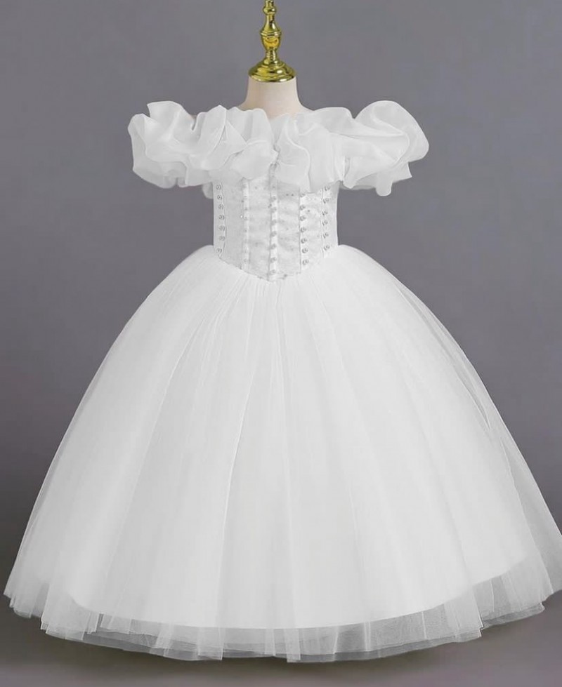 Ruffled sleeve Ballgown