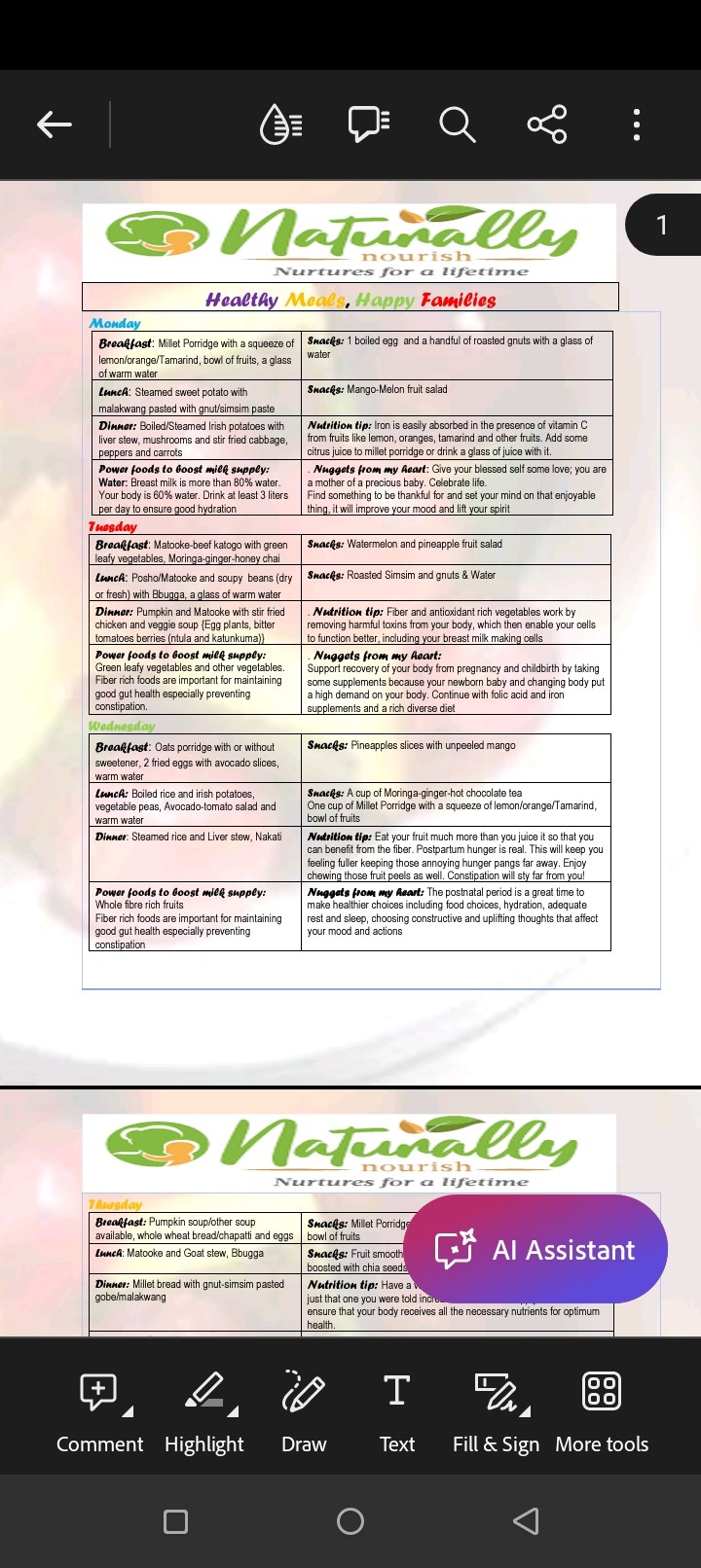 Get Motherhood wellness meal plan by Naturally Nourish on Selar