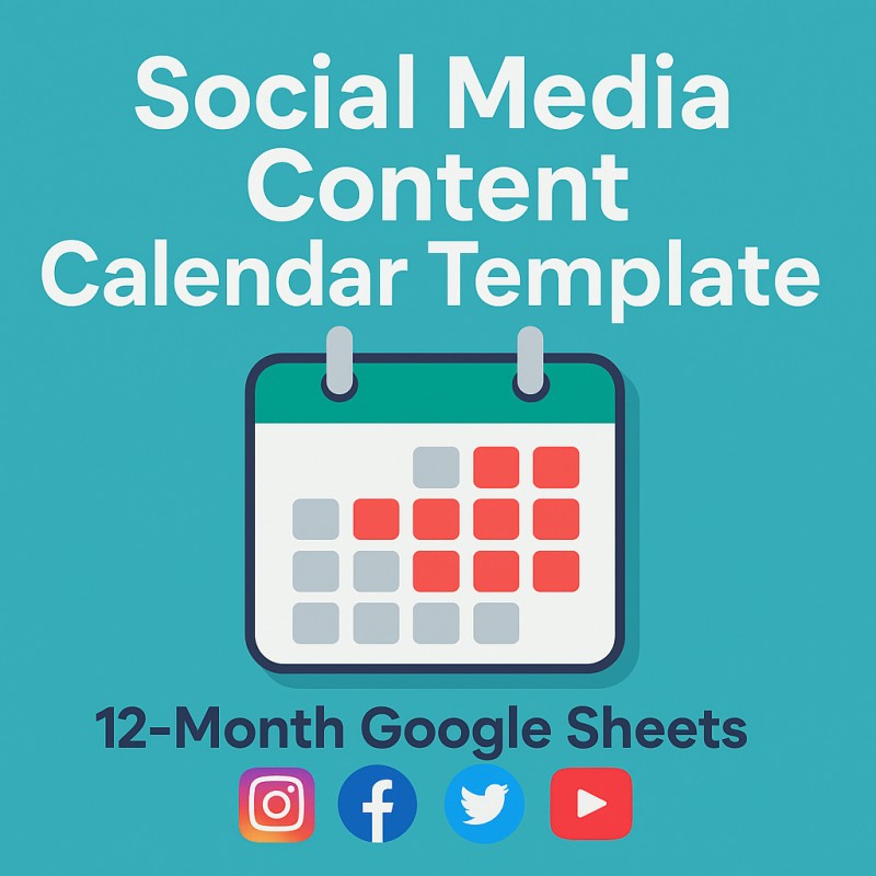 A Simple Social Media Content Calendar Template – 12-Month Google Sheets