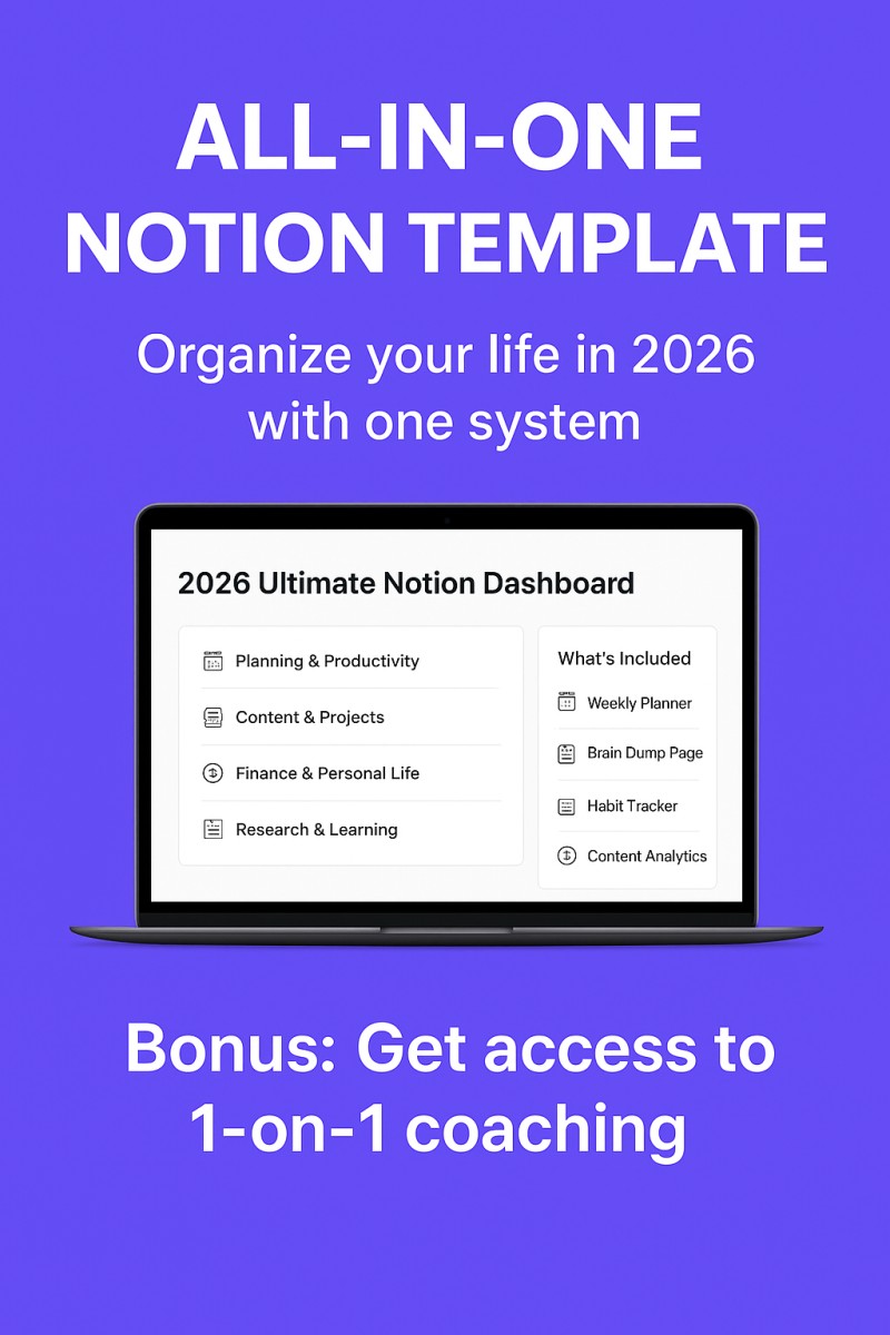 The 2026 Notion Hub: Organize Goals, Finance, Habits & Projects