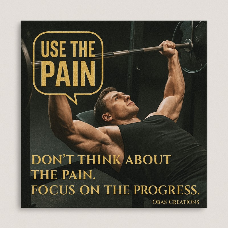 Use The Pain _ Luxury Gold Gym Wall Art for Men _ Motivational Fitness Quote poster by Oba's Creations