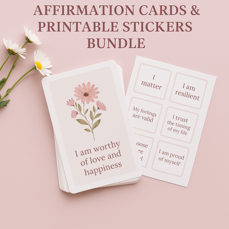 Free Healing Affirmations Bundle : Self-Love Cards & Stickers for Your Mindset Journal (printable Download)