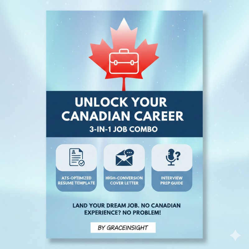 3 in 1 Canadian Job Combo: Resume Template, Coverletter Template and Interview Prep guide.