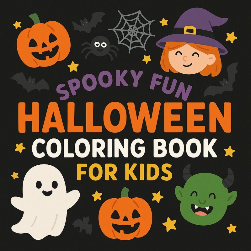 Spooky Fun Halloween Coloring Book or Kid Adult and kids