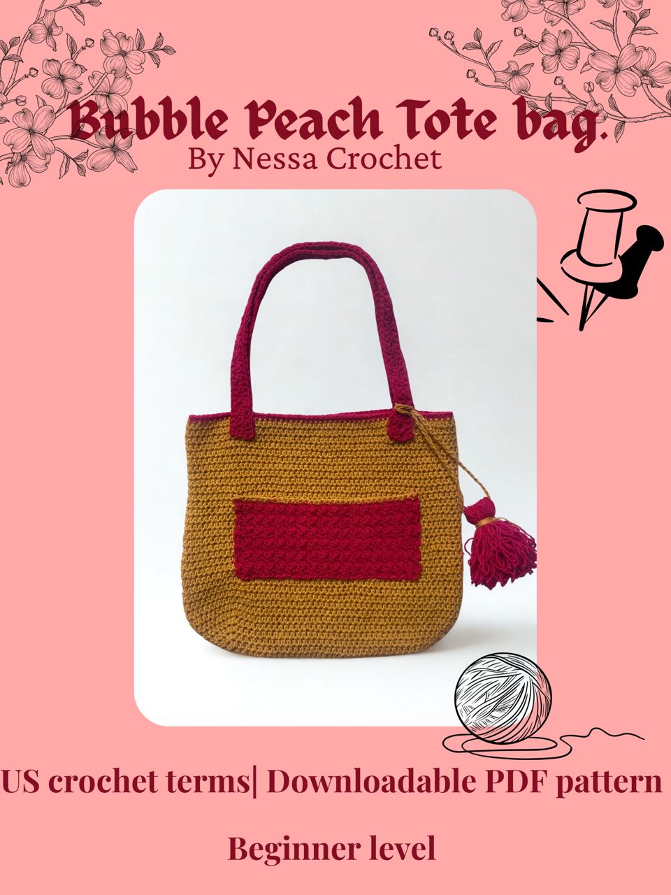 Bubble Peach crochet tote bag