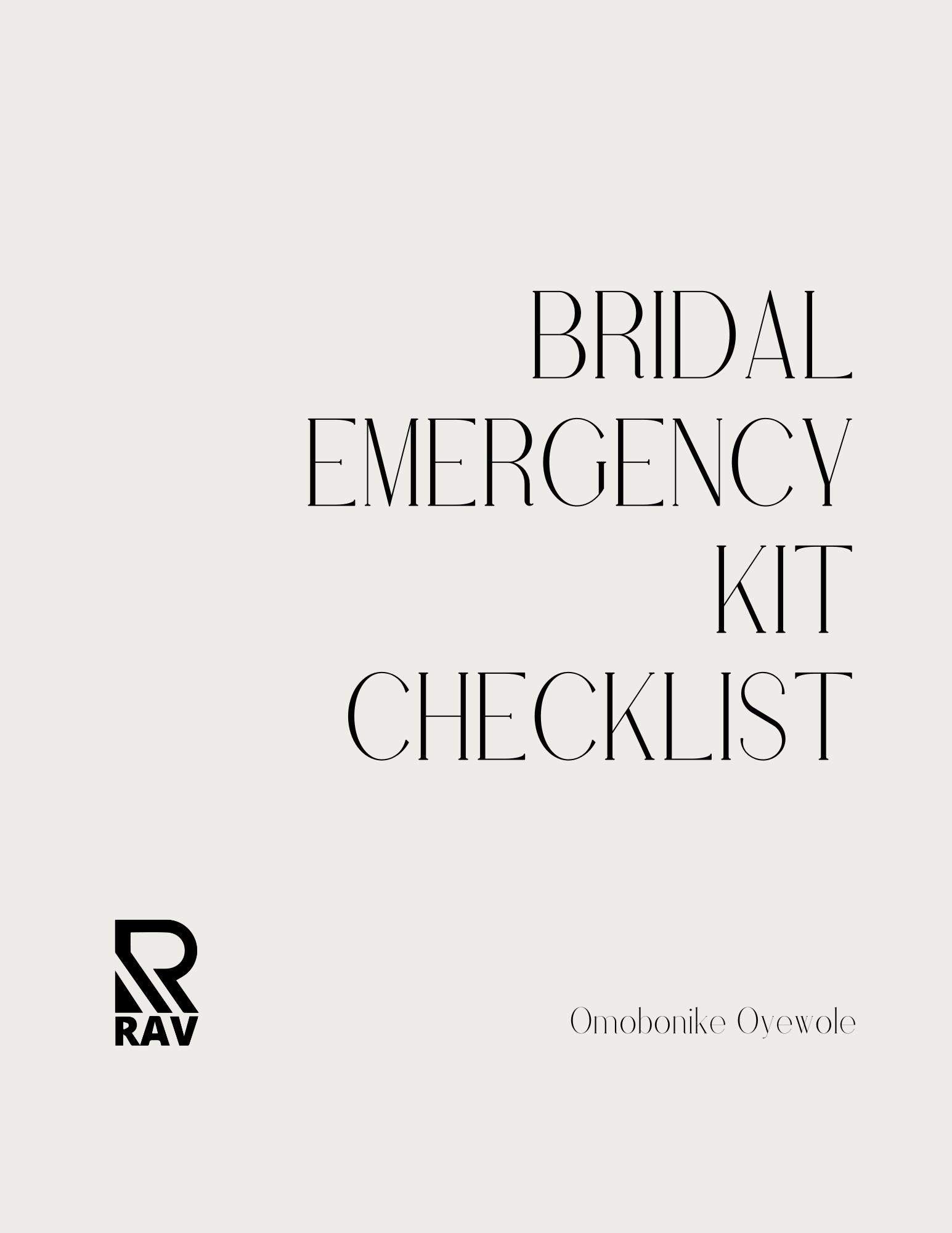 Bridal Emergency Kit Checklist