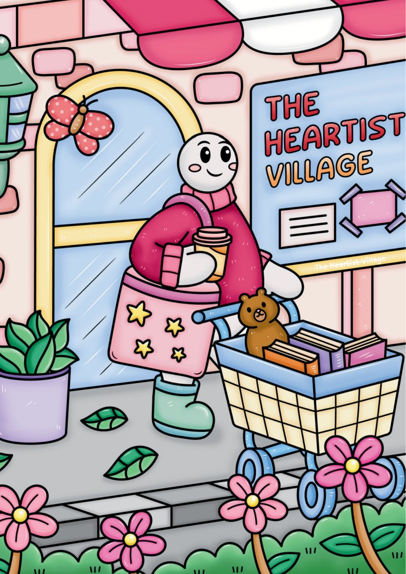 The Heartist Village Digital Coloring Book