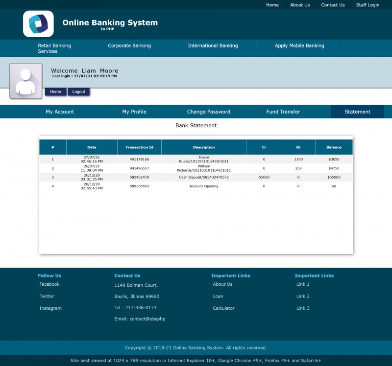 Old Cargo Online Banking Website Banking PHP Script