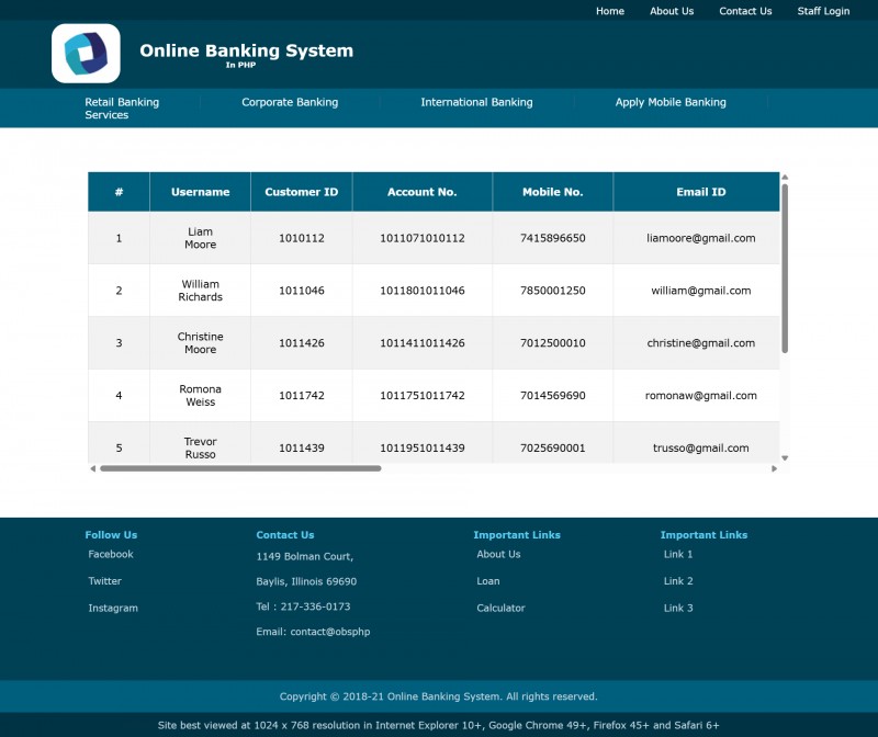Old Cargo Online Banking Website Banking PHP Script