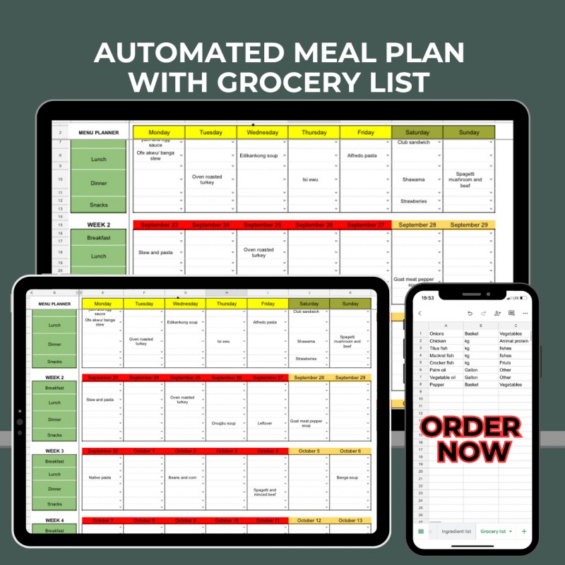 AUTOMATED MEAL PLAN WITH GROCERY LIST