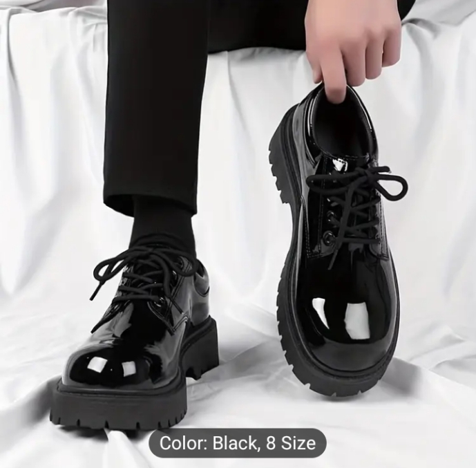 Men's Faux Leather Sport Shoes,Black main image 1