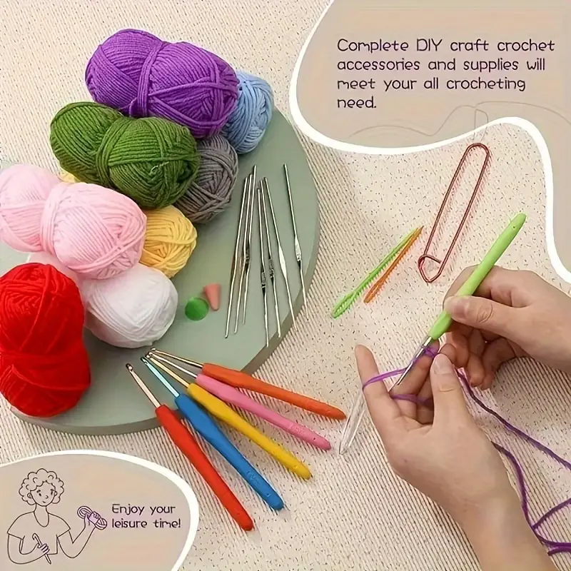 All-in-One 103pcs Crochet Kit – Beginner Yarn Craft Set with Hooks, Knitting Needles & Accessories