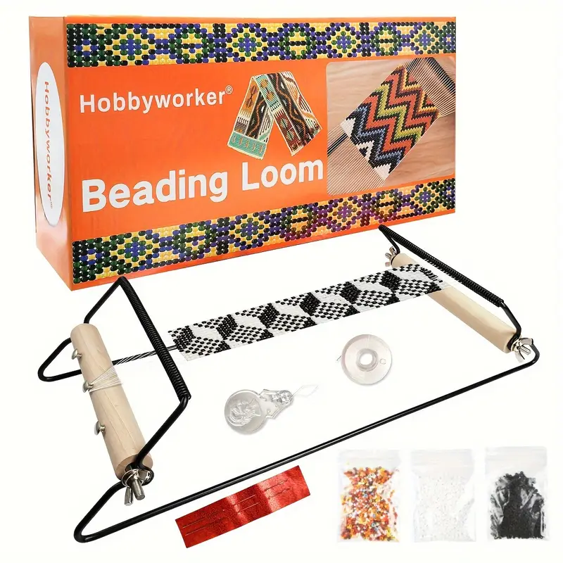 Bead Looming Kit for Beginners & Crafters | Adjustable Loom + Seed Beads + Curved Beading Needle
