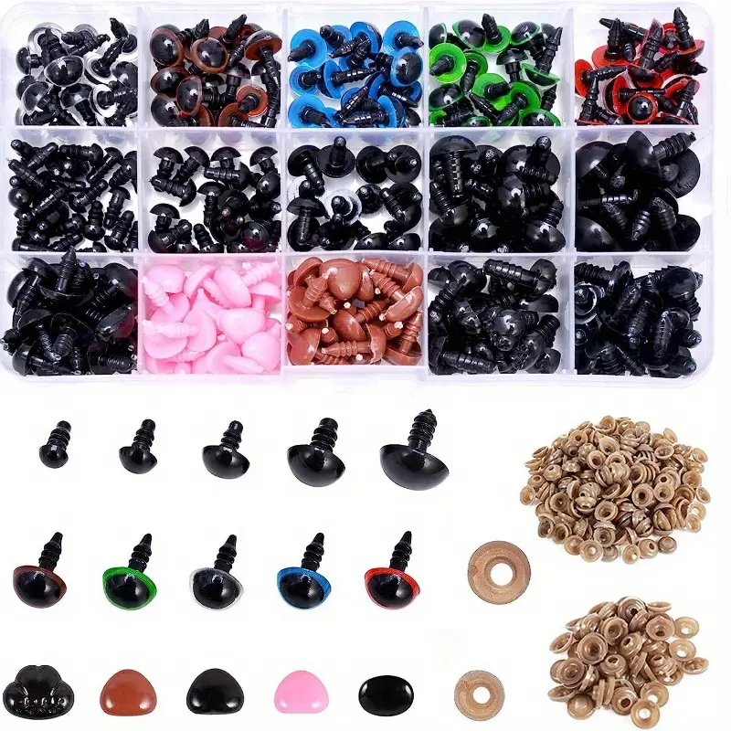 DIY Doll Eye Set – 560pcs Colorful Plastic Eyes with Washers in Storage Box for Handmade Crafts