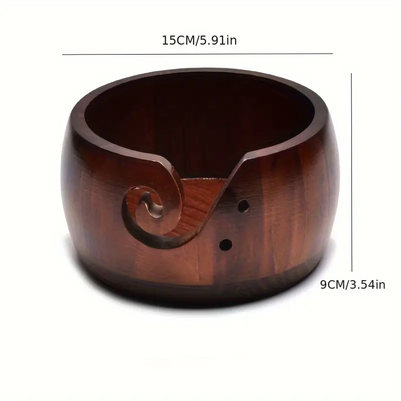 Natural Wood Yarn Bowl – Handmade Swirl Design for Knitting & Crochet Yarn Storage