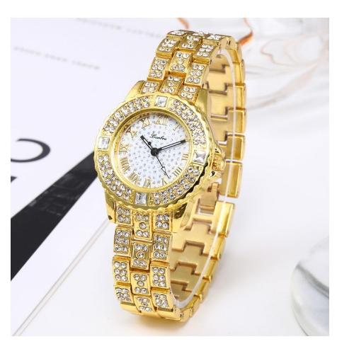 Rhinestone women wrist watch with bracelet.