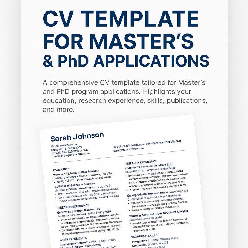 🎓 FREE CV TEMPLATE FOR MASTER'S & PhD APPLICATIONS