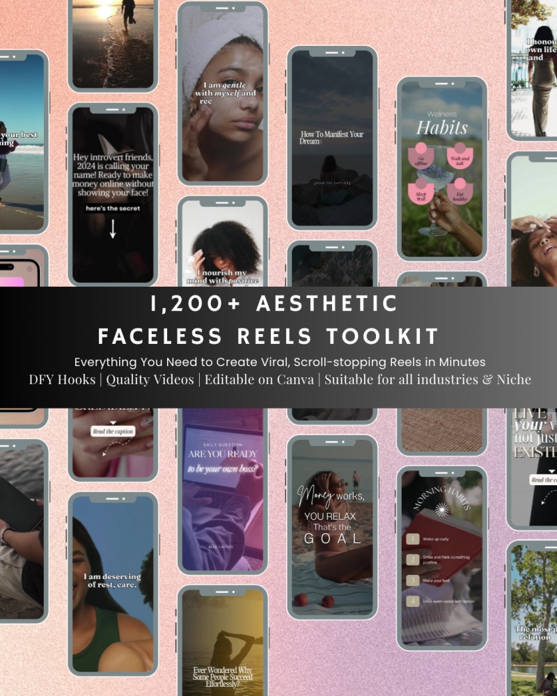 1,200+ Aesthetic Faceless Reels Toolkit (Plus MRR/PLR)