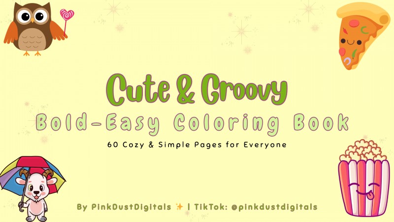 Cute and Groovy Stress Relief Coloring Pages – Instant Download Printable for Adults and Teen