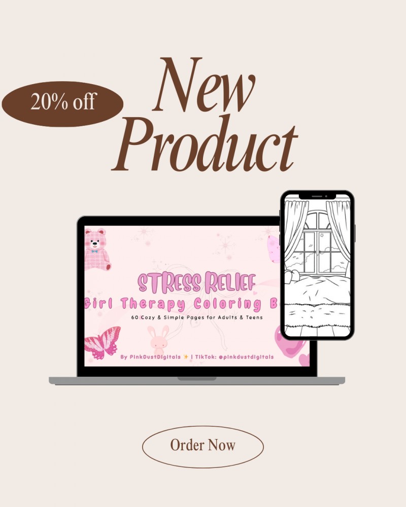 PINK Stress Relief Coloring Pages – Instant Download Printable for Adults and Teen