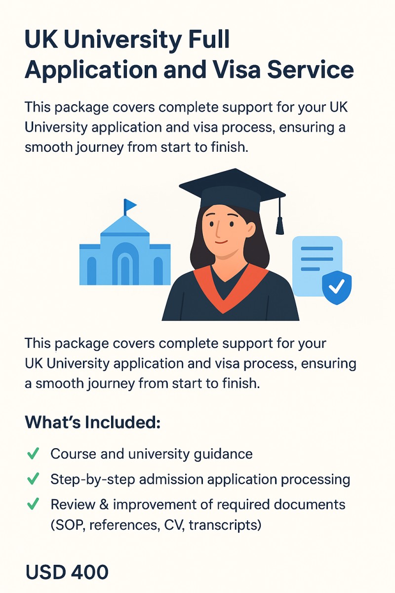 UK University Full Application and Visa Service
