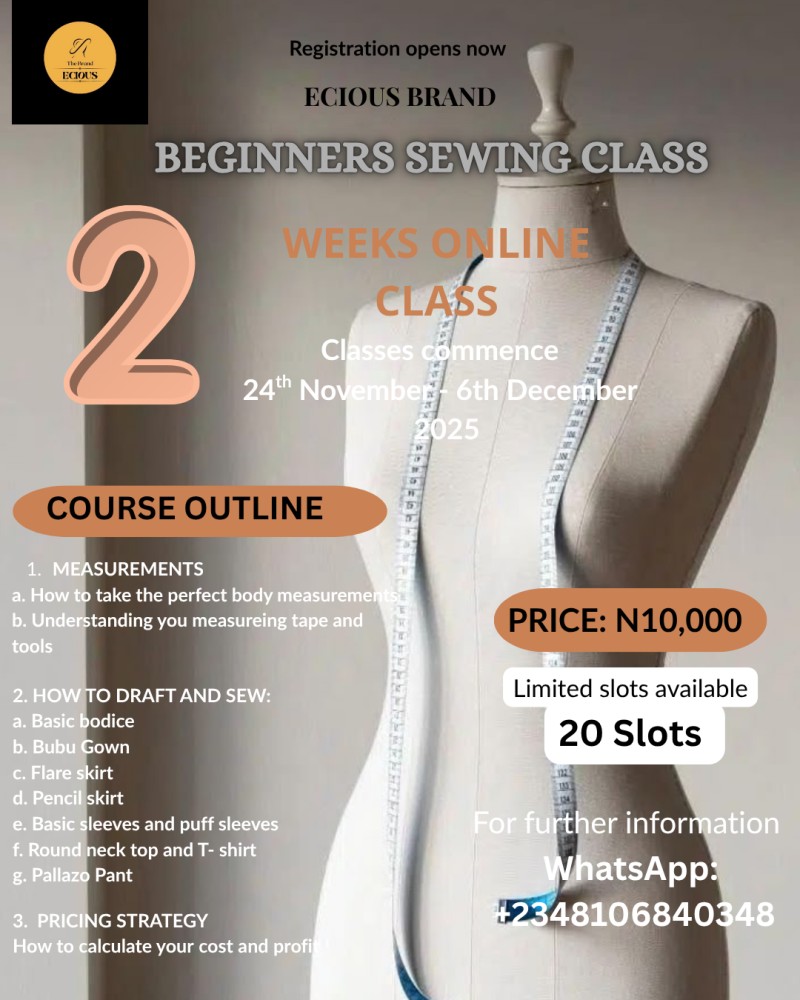 Beginners Sewing Class (3-Week Online Training)