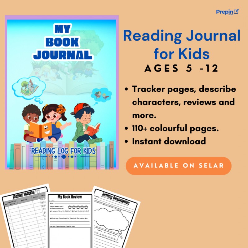 My Book Journal (Black and White Pages) - Kids Reading Journal (Ages 5–12)