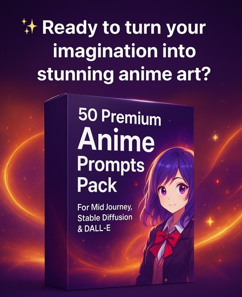 50 Premium Anime Prompts Pack – For MidJourney, Stable Diffusion & DALL·E