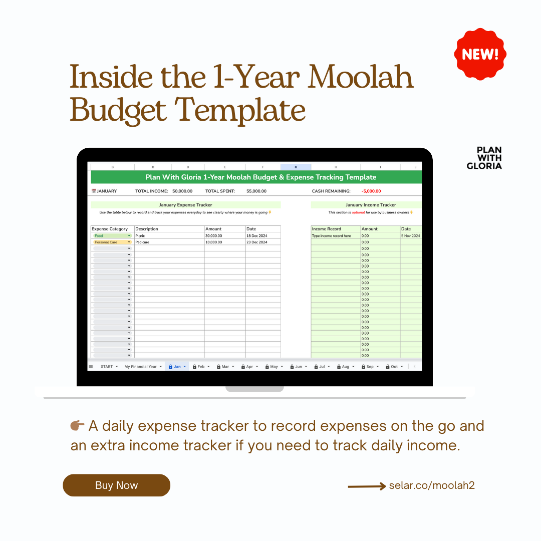 1-Year Moolah Budget & Expense Tracking Template
