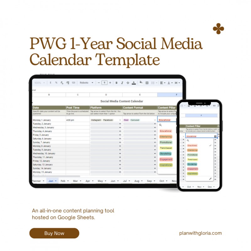 1-Year Social Media Content Calendar Template