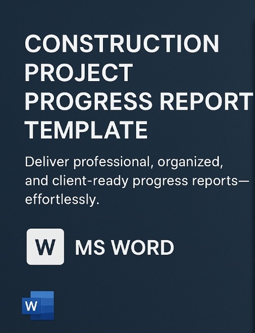 Construction Project Progress Report Template (Editable MS Word) by Quabynah