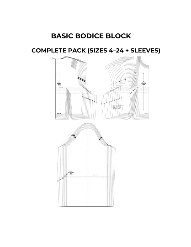 Buy Bodice Block Sewing Pattern Bundle – UK Sizes 4–24 (PDF) by Remi's ...