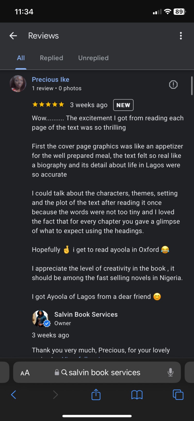 Customer review 1