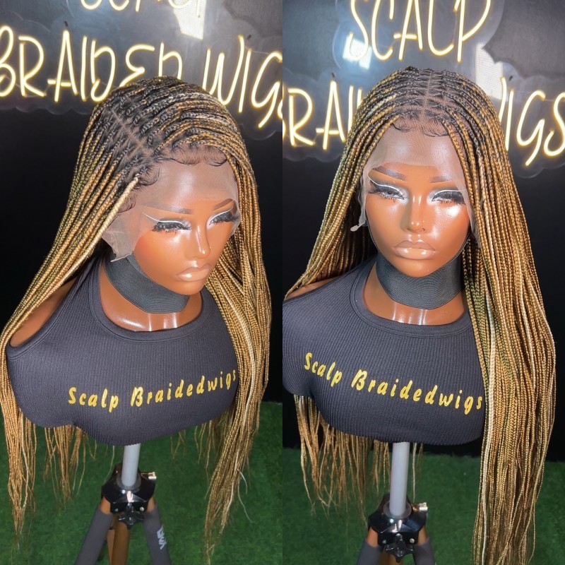 Babs highlights,knotless braids,full lace wig