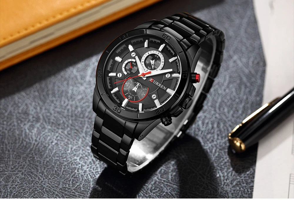 Curren 8275 Men's Stainless Steel Watch - Black