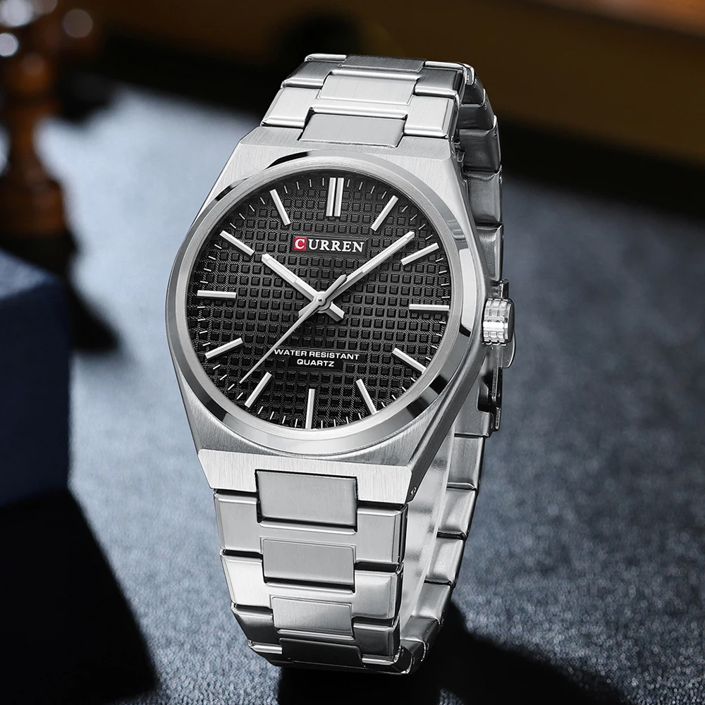 CURREN 8439 Men's Stainless Steel Watch - Silver with black dial