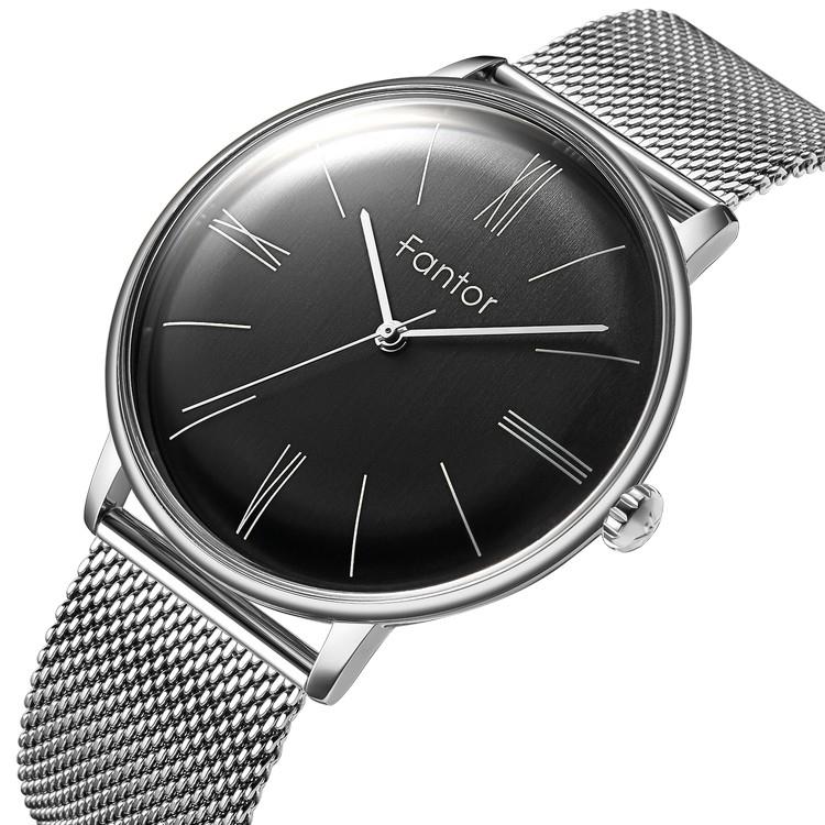 Fantor WF1002G Silver with Black Dial is a minimalist analog quartz watch