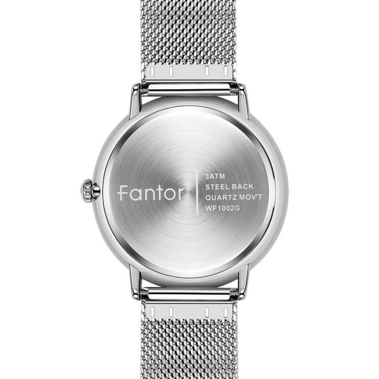 Fantor WF1002G Silver with Black Dial is a minimalist analog quartz watch
