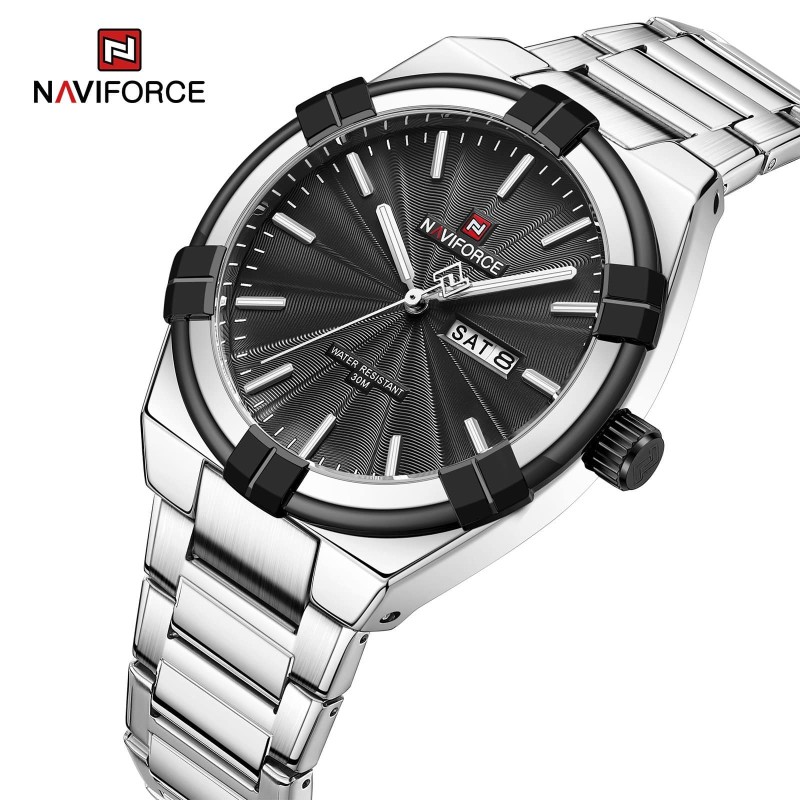 Naviforce 9218 Fashion Business Calendar Waterproof Stainless Steel Male Wristwatch