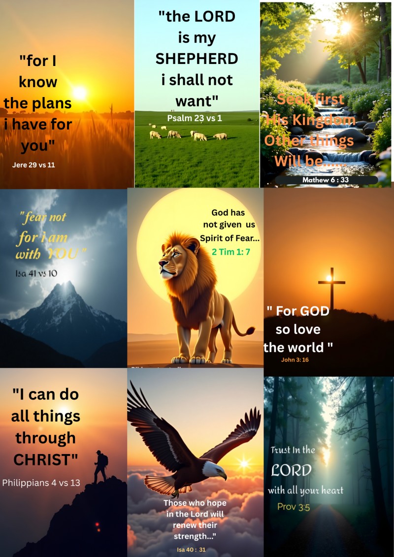 Faith Filled Frames: 10 Printable Bible Verse Posters  For Christian Homes, Churches, Offices etc