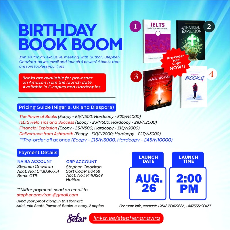DELIVERANCE FROM ASHTAROTH / FINANCIAL EXPLOSION/ POWER OF BOOKS / IELTS TIPS
